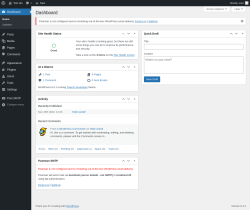 Page screenshot: Dashboard &lsaquo; Test site &mdash; WordPress