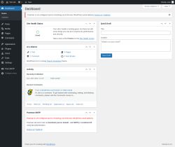 Page screenshot: Dashboard &lsaquo; Test site &mdash; WordPress