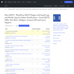 Page screenshot: Post SMTP &rarr; Support Forum