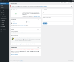 Page screenshot: Dashboard &lsaquo; Test site &mdash; WordPress