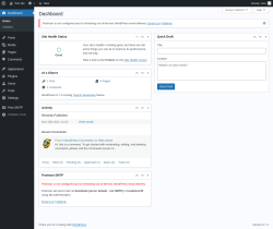 Page screenshot: Dashboard &lsaquo; Test site &mdash; WordPress