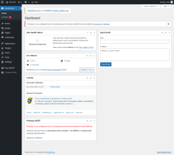 Page screenshot: Dashboard &lsaquo; Test site &mdash; WordPress