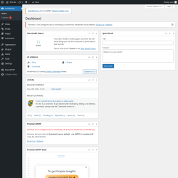 Page screenshot: Dashboard &lsaquo; Test site &mdash; WordPress