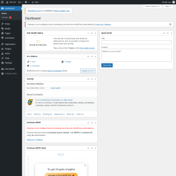 Page screenshot: Dashboard &lsaquo; Test site &mdash; WordPress